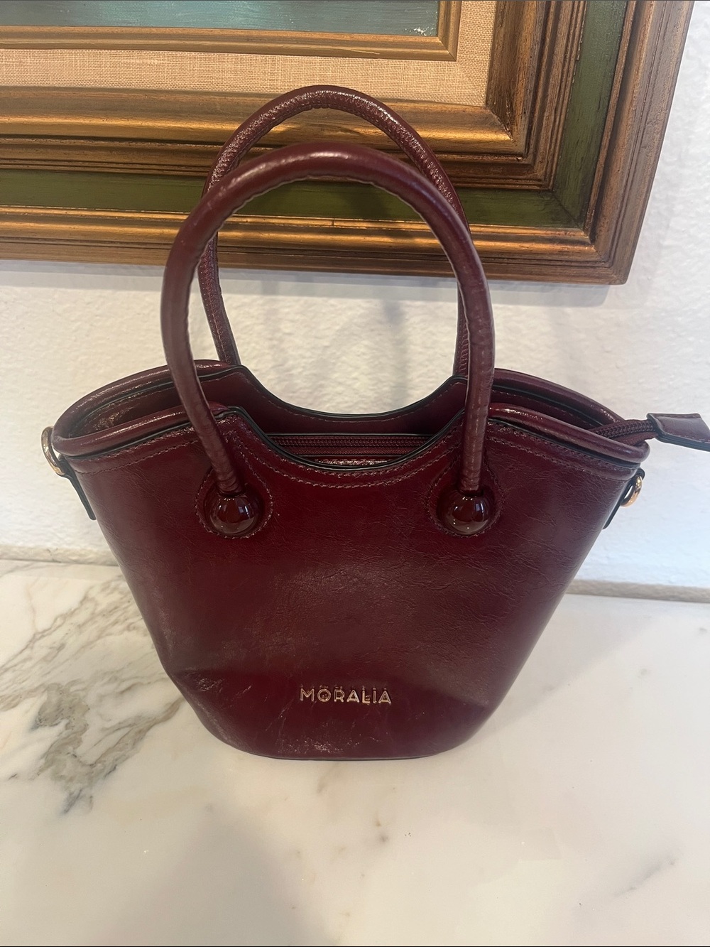 Moralia Deep Burgundy Leather Satchel with Top Handles